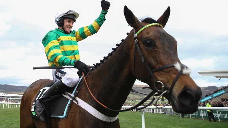 Barry Geraghty aboard Epatante following their victory in the Unibet Champion Hurdle Challenge Trophy on day one of the Cheltenham Festival at Cheltenham Racecourse, Cheltenham. PA Photo. Picture date: Tuesday March 10, 2020. See PA story RACING Cheltenham. Photo credit should read: Tim Goode/PA Wire. RESTRICTIONS: Editorial Use only, commercial use is subject to prior permission from The Jockey Club/Cheltenham Racecourse.
