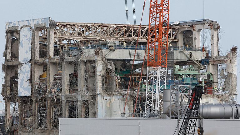  No.4 reactor building at the  tsunami-crippled Fukushima Daiichi nuclear power plant