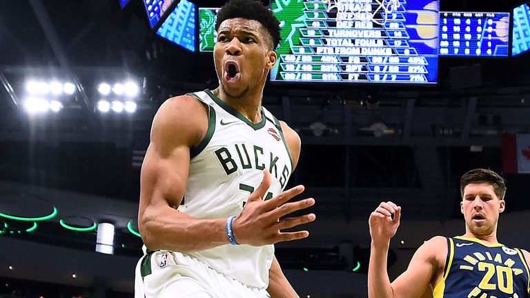 Giannis Antetokounmpo had 29 points, 12 rebounds and six assists ato rout the Indiana Pacers on Wednesday night.