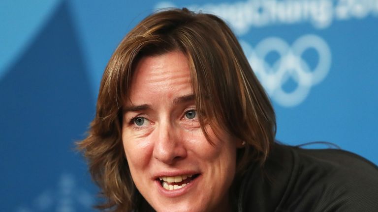 Dame Katherine Grainger attends a press conference at the Main Press Centre during previews ahead of the PyeongChang 2018 Winter Olympic Games on February 9, 2018 in Pyeongchang-gun, South Korea. (Photo by Ker Robertson/Getty Images)