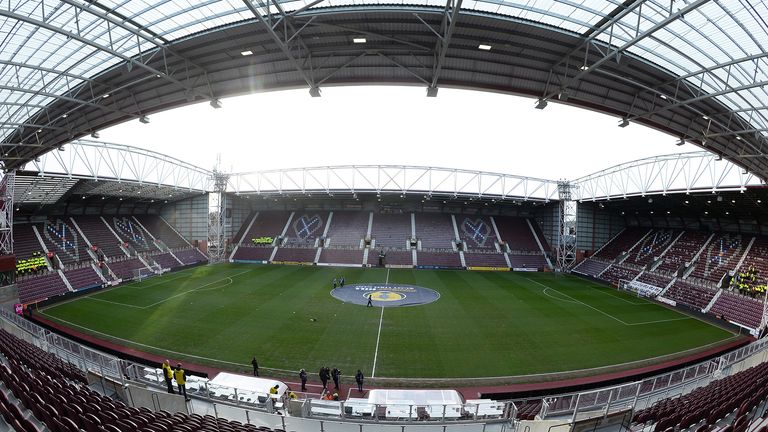 General view inside the stadium prior to kick off during the Scottish Cup Quarter Final match between Hearts and Rangers at Tynecastle Park on February 29, 2020 in Edinburgh, Scotland. 