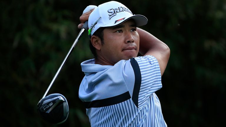 Hideki Matsuyama of Japan watches his drive on the 11th hole during the first round of The PLAYERS Championship on The Stadium Course at TPC Sawgrass on March 12, 2020 in Ponte Vedra Beach, Florida. 