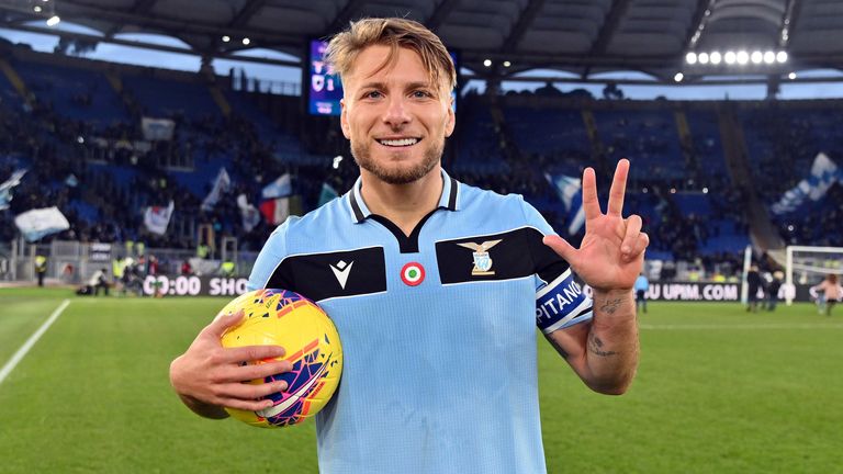 Ciro Immobile porta via il pallone dopo la tripletta.Incontro di Serie A Lazio v Sampdoria allo Stadio Olimpico di Roma..Roma, 18-01.2020... Marco Rosi / Fotonotizia