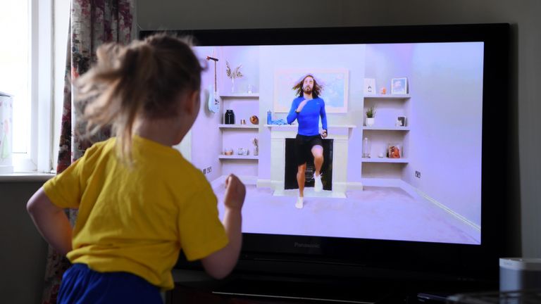 Joe Wicks gives and online PE lesson