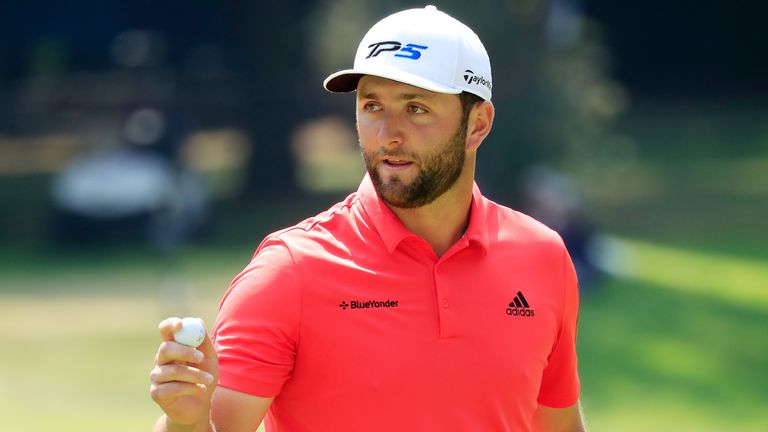 Jon Rahm of Spain reacts on the first green during the final round of the World Golf Championships Mexico Championship at Club de Golf Chapultepec on February 23, 2020 in Mexico City, Mexico. 