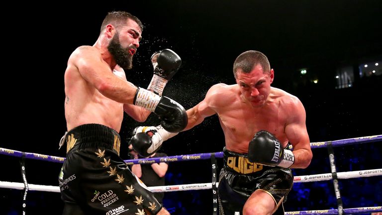 MANCHESTER, ENGLAND - MARCH 07: Scott Quigg Jono Carroll during the Super-Featherweight contest at Manchester Arena on March 07, 2020 in Manchester, England. (Photo by Alex Livesey/Getty Images)