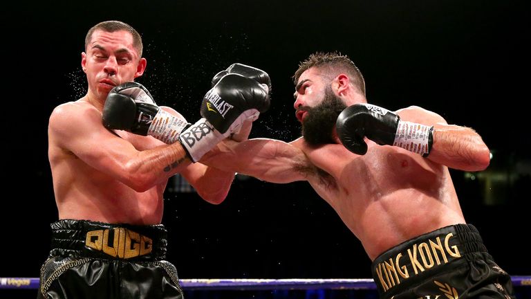 MANCHESTER, ENGLAND - MARCH 07: Scott Quigg Jono Carroll during the Super-Featherweight contest at Manchester Arena on March 07, 2020 in Manchester, England. (Photo by Alex Livesey/Getty Images)