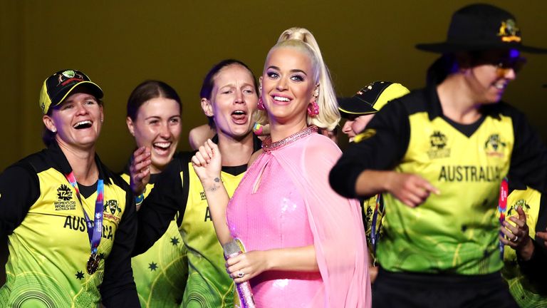 Katy Perry and Australia Women at T20 World Cup final