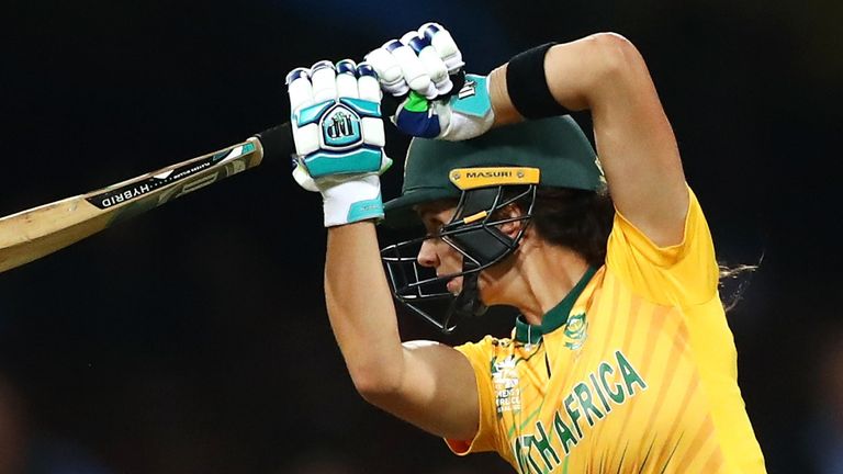 SYDNEY, AUSTRALIA - MARCH 05: Laura Wolvaardt of South Africa bats during the ICC Women's T20 Cricket World Cup Semi Final match between Australia and South Africa at Sydney Cricket Ground on March 05, 2020 in Sydney, Australia.