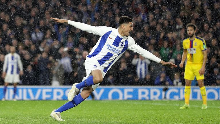Leon Balogun celebrates his goal during the Premier League match between Brighton & Hove Albion and Crystal Palace at American Express Community Stadium on December 4, 2018 in Brighton, United Kingdom.