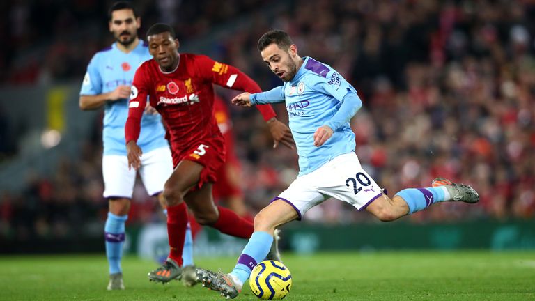 Bernardo Silva in action against Liverpool