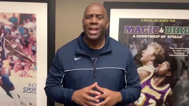 Magic Johnson encourages NBA fans to stay safe and help prevent the spread of coronavirus