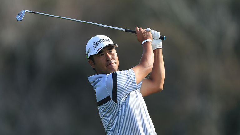 Hideki Matsuyama of Japan plays a shot on the 14th hole during the first round of The PLAYERS Championship on The Stadium Course at TPC Sawgrass on March 12, 2020 in Ponte Vedra Beach, Florida.