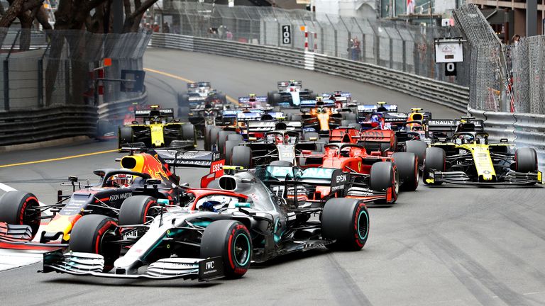 Drivers pictured at the start of the Monaco Grand Prix