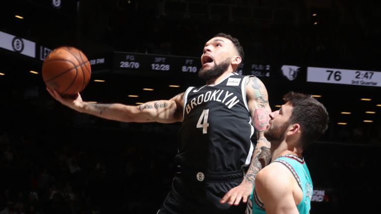Chris Chiozza #4 of the Brooklyn Nets drives to the basket against the Memphis Grizzlies on March 4, 2020 at Barclays Center in Brooklyn, New York. 