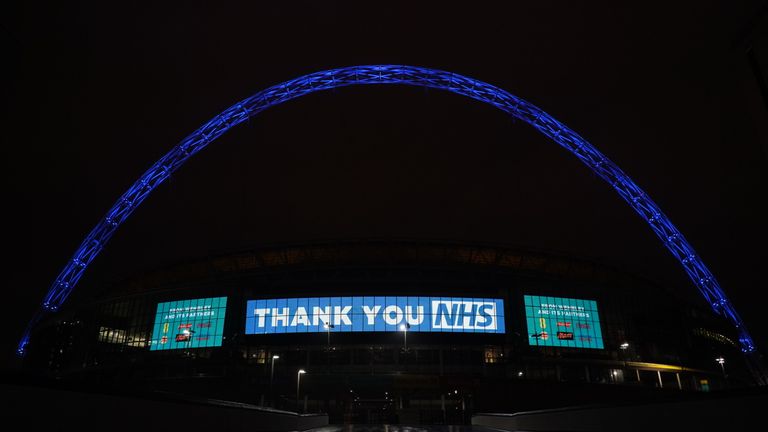 Wembley lights up for NHS
