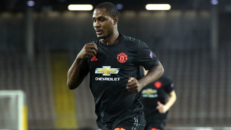 Odion Ighalo celebrates scoring for Manchester United vs LASK