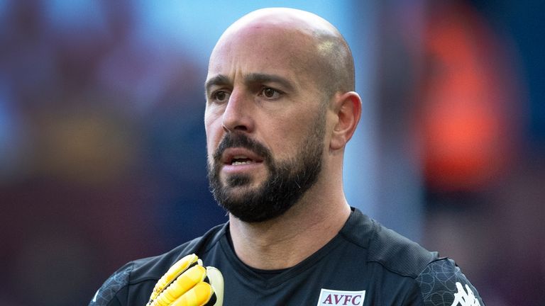 Aston Villa goalkeeper Pepe Reina