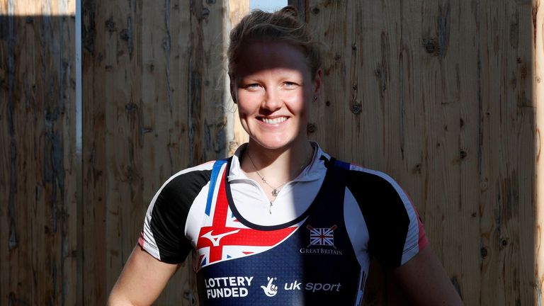 Britain's Polly Swann poses for a photograph at a GB Rowing Team pre-Olympic 2020 training camp in Avis, central Portugal on February 12, 2020. - British Olympic rower Polly Swann was counting down to Tokyo 2020 just days ago. Now she is considering starting her medical career early to help in the battle against the coronavirus