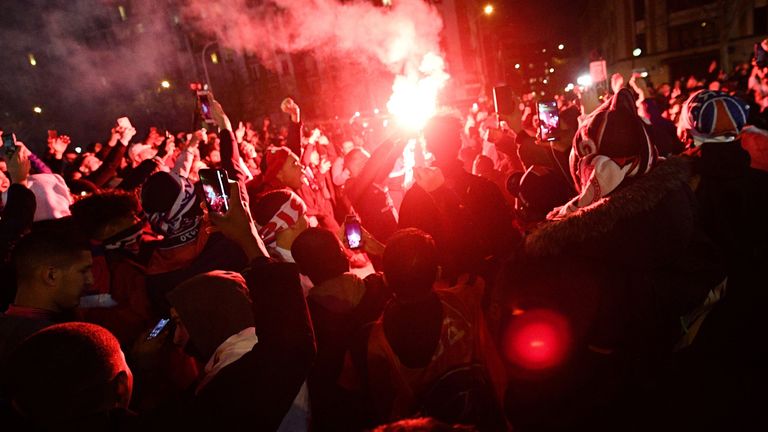 Thousands of PSG fans congregated outside the Parc des Princes on Wednesday