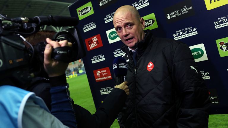 Picture by Vaughn Ridley/SWpix.com - 16/11/2013 - Rugby League - Rugby League World Cup - England v France - DW Stadium, Wigan, England - France Head Coach Richard Agar.