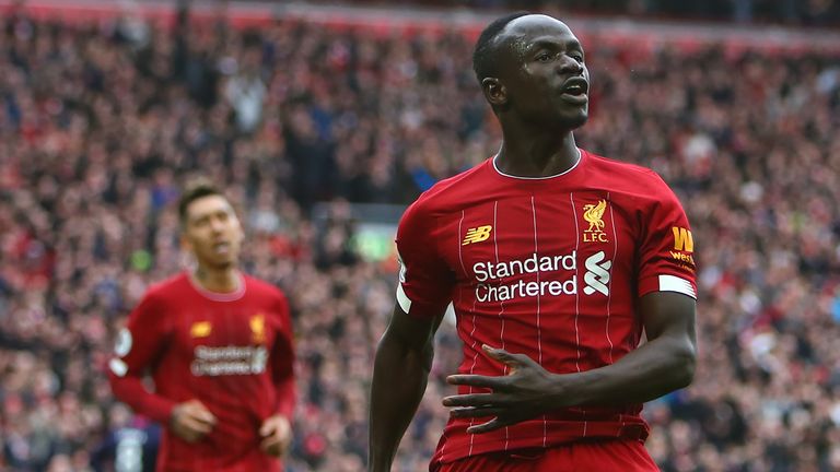 Sadio Mane celebrates after putting Liverpool 2-1 up