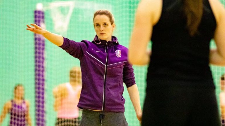 Sara Bayman coaching on court for Loughborough Lightning