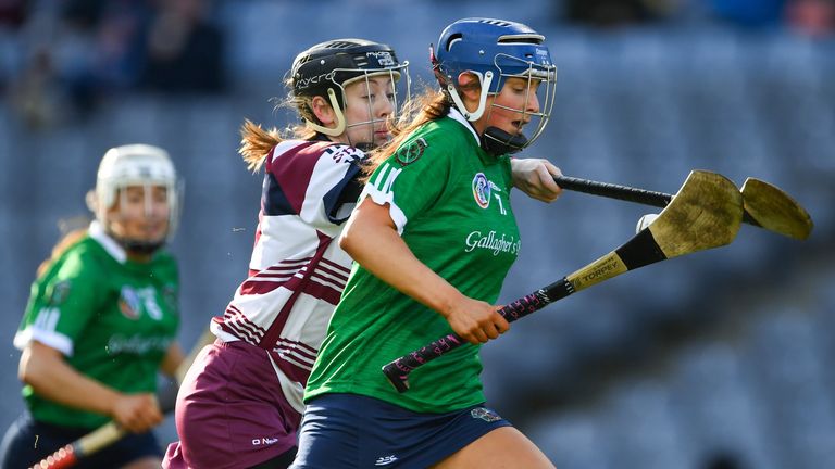 Sheena Warde of Sarsfields in action against Louise Dougan of Slaughtneil