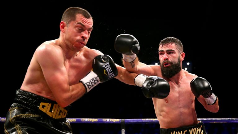 MANCHESTER, ENGLAND - MARCH 07: Scott Quigg Jono Carroll during the Super-Featherweight contest at Manchester Arena on March 07, 2020 in Manchester, England. (Photo by Alex Livesey/Getty Images)