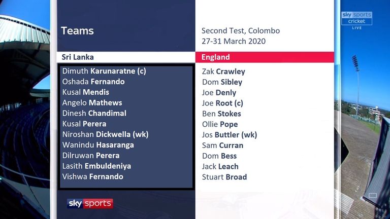 Second Virtual Test - Sri Lanka vs England teams