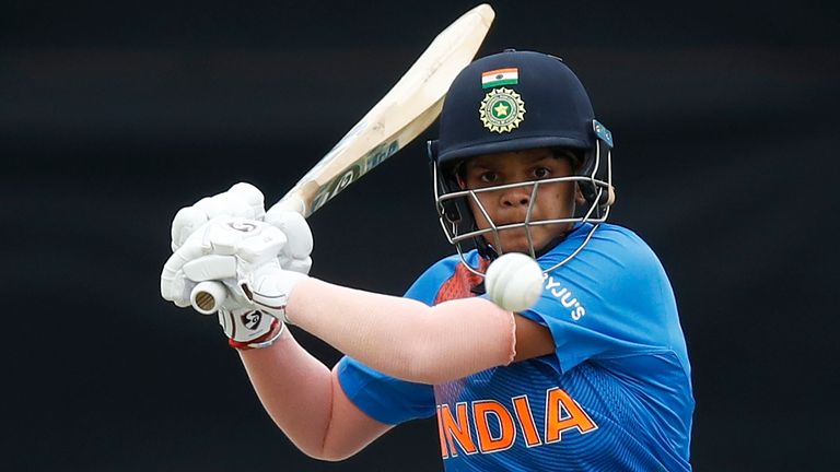 Shafali Verma of India bats during the ICC Women's T20 Cricket World Cup match between India and New Zealand at Junction Oval on February 27, 2020 in Melbourne, Australia.