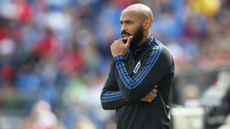 TEXAS CITY, TX - MARCH 07: Head Coach of Montral Impact, Thierry Henry looks on during an MLS match between FC Dallas and Montreal Impact at Toyota Stadium on March 7, 2020 in Texas City, Texas. (Photo by Omar Vega/Getty Images)