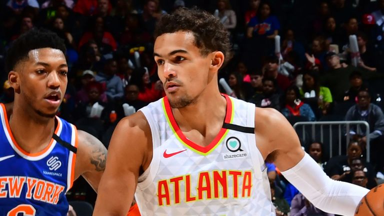 Trae Young in action for Atlanta against New York