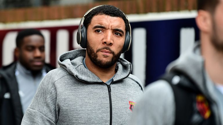 Troy Deeney arrives at Selhurst Park for Watford's Premier League match against Crystal Palace