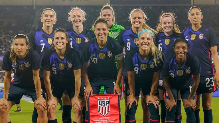ORLANDO, FL - MARCH 05: USWNT starting eleven during a game between England and USWNT at Exploria Stadium on March 05, 2020 in Orlando, Florida. (Photo by Brad Smith/ISI Photos/Getty Images)