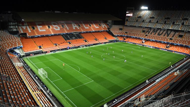 Valencia and Atalanta play inside an empty stadium due to the Coronavirus outbreak