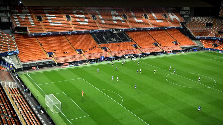 Valencia and Atalanta play inside an empty stadium due to the Coronavirus outbreak