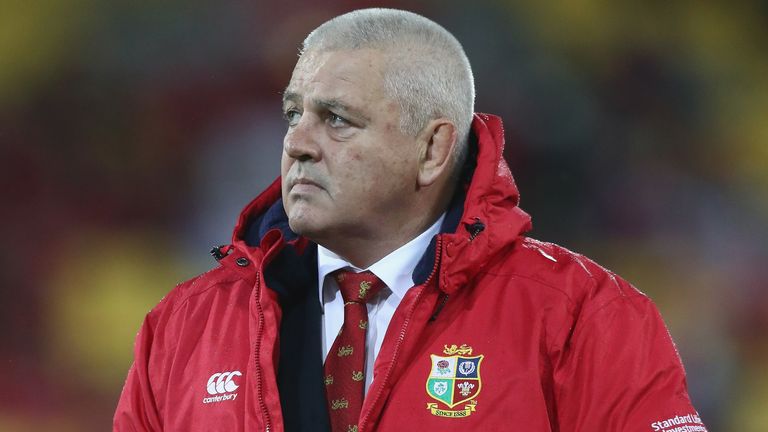 Warren Gatland, the Lions head coach looks on during the match between the New Zealand All Blacks and the British & Irish Lions at Westpac Stadium on July 1, 2017 in Wellington, New Zealand.