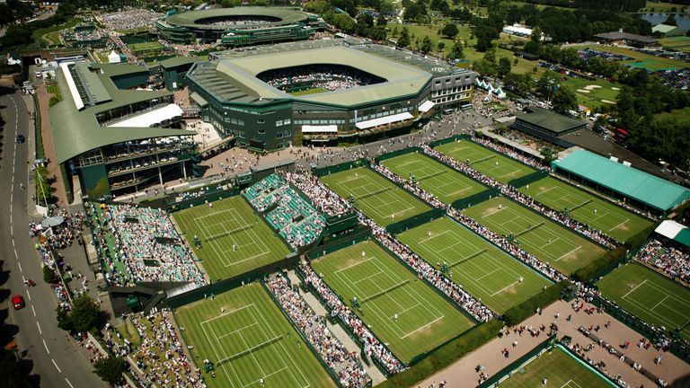 An aerial view of the All England Club taken during day two of the Wimbledon Lawn Tennis Championships held on June 24, 2003 at the All England Lawn Tennis and Croquet Club, in London.