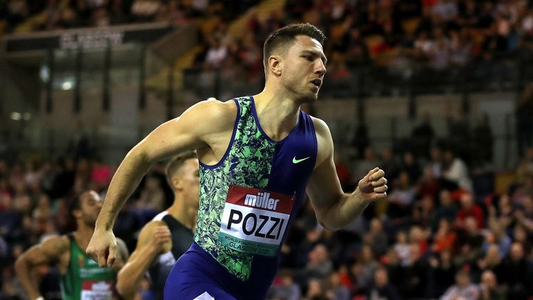 Andrew Pozzi of Great Britain wins the Men's 60m Hurdles Final during the Muller Indoor Grand Prix World Athletics Tour event at Emirates Arena on February 15, 2020 in Glasgow, Scotland