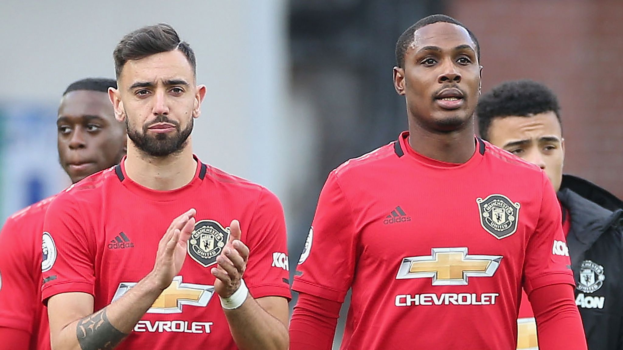 Manchester United's Odion Ighalo and Bruno Fernandes. Photo credit: Sky sports