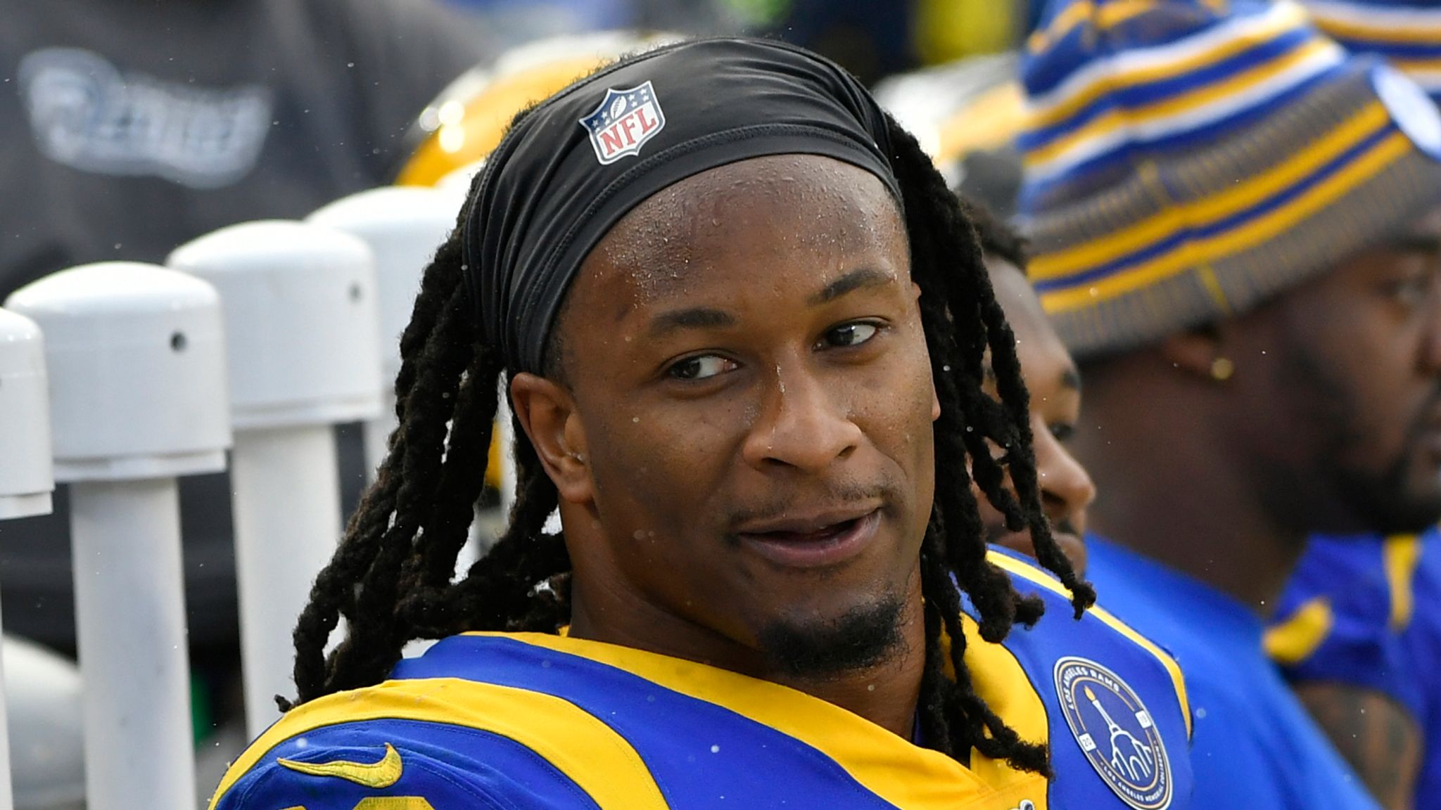 Rams running back Todd Gurley tells a fan to 'pull up' after he's