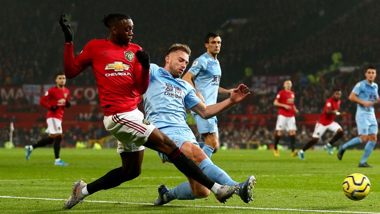 Aaron Wan-Bissaka in action against Burnley