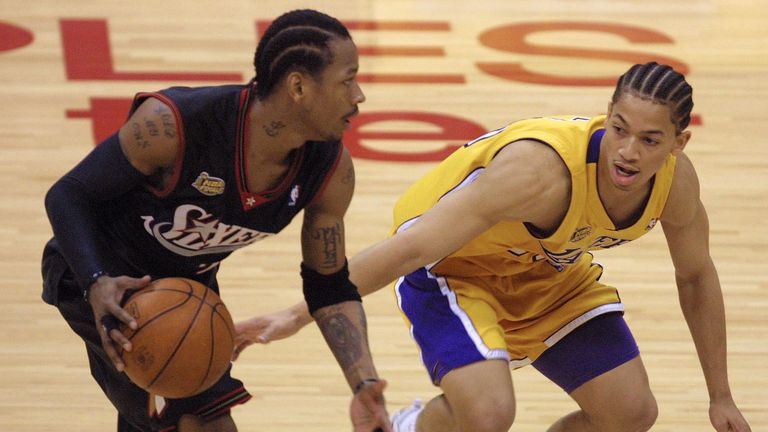 Allen Iverson attacks Tyronn Lue during the 2001 NBA Finals