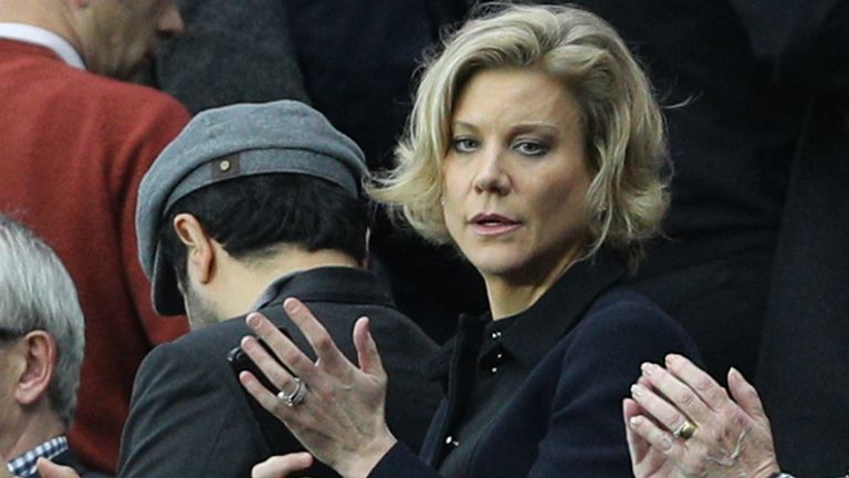 Amanda Staveley in the stands during a Premier League match at St James' Park