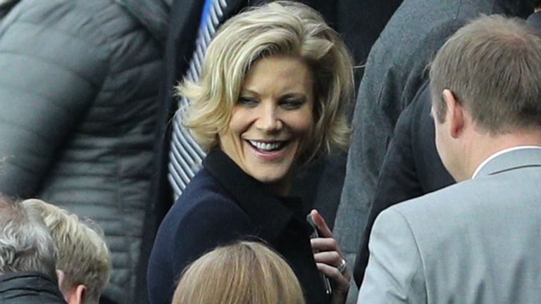 Amanda Staveley in the stands during a Premier League match at St James&#39; Park