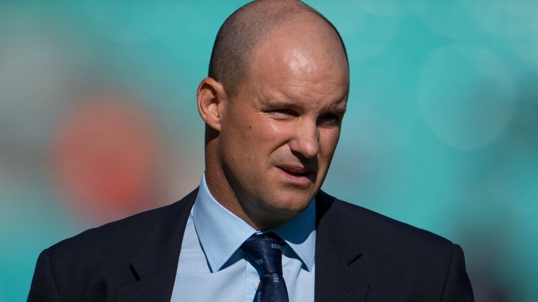 LONDON, ENGLAND - SEPTEMBER 07: England Director of Cricket Andrew Strauss during the 5th Specsavers Test Match between England and India at The Kia Oval on September 7, 2018 in London, England. (Photo by Visionhaus/Getty Images)