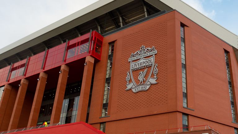 LIVERPOOL, ENGLAND - MARCH 11: (BILD ZEITUNG OUT) general view outside the stadium prior to the UEFA Champions League round of 16 second leg match between Liverpool FC and Atletico Madrid at Anfield on March 11, 2020 in Liverpool, United Kingdom