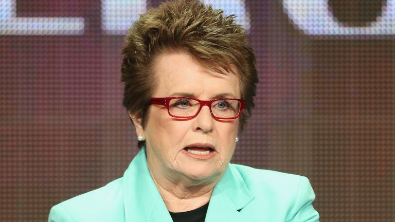 Former tennis pro Billie Jean King speaks onstage during the "American Masters - Billie Jean King" panel at the PBS portion of the 2013 Summer Television Critics Association tour at the Beverly Hilton Hotel on August 6, 2013 in Beverly Hills, California.