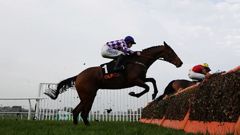 WETHERBY, INGLATERRA - 31 DE OCTUBRE: el jinete Brian Hughes que monta Tango Intenso compite en olbg.com Mares & # 39; Hurdle Race (Clase 1) el 31 de octubre de 2015 en Wetherby, Inglaterra. (Foto de Daniel Smith / Getty Images)